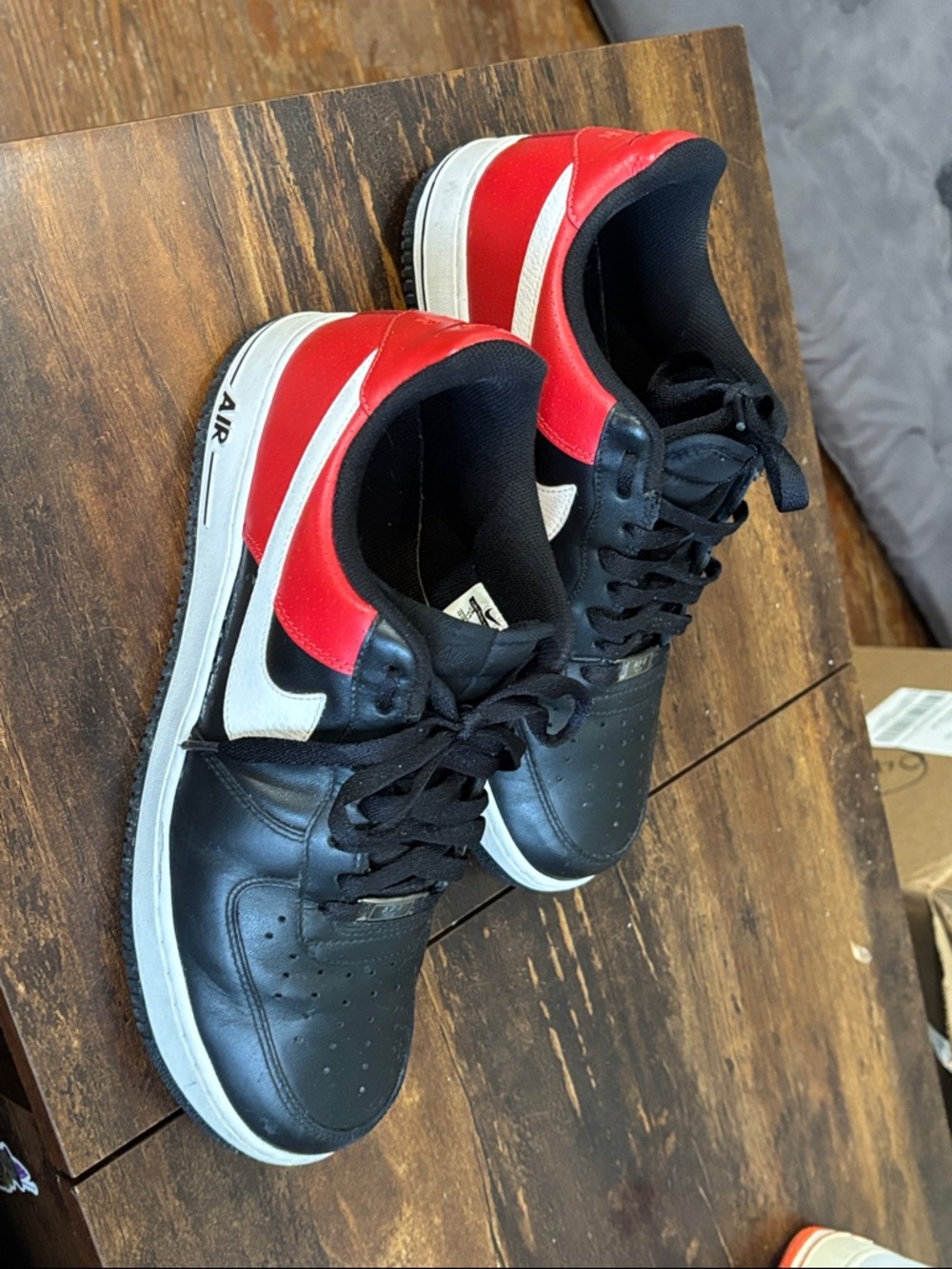 Men's Low-Top Athletic Sneakers in Black, Red & White